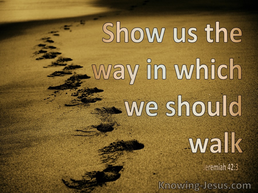 Jeremiah 42:3 Show Us The Way In Which We Should Walk (beige)